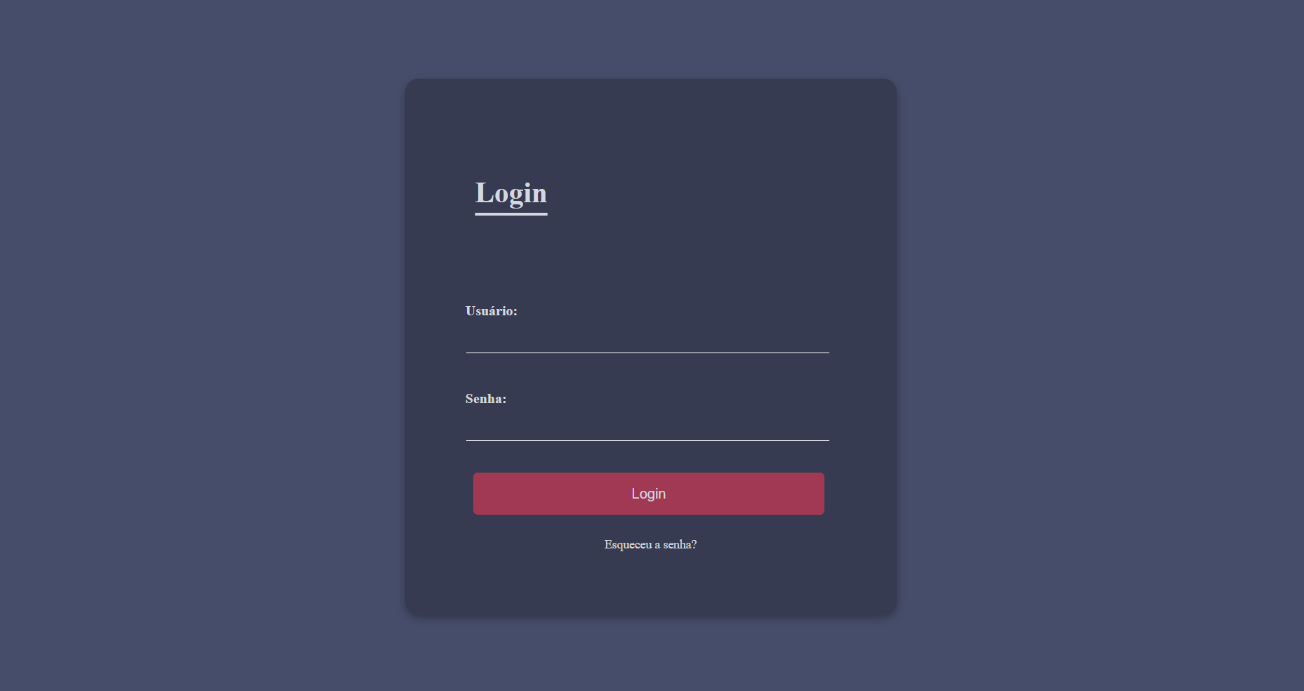 Prévia da Tela de Login